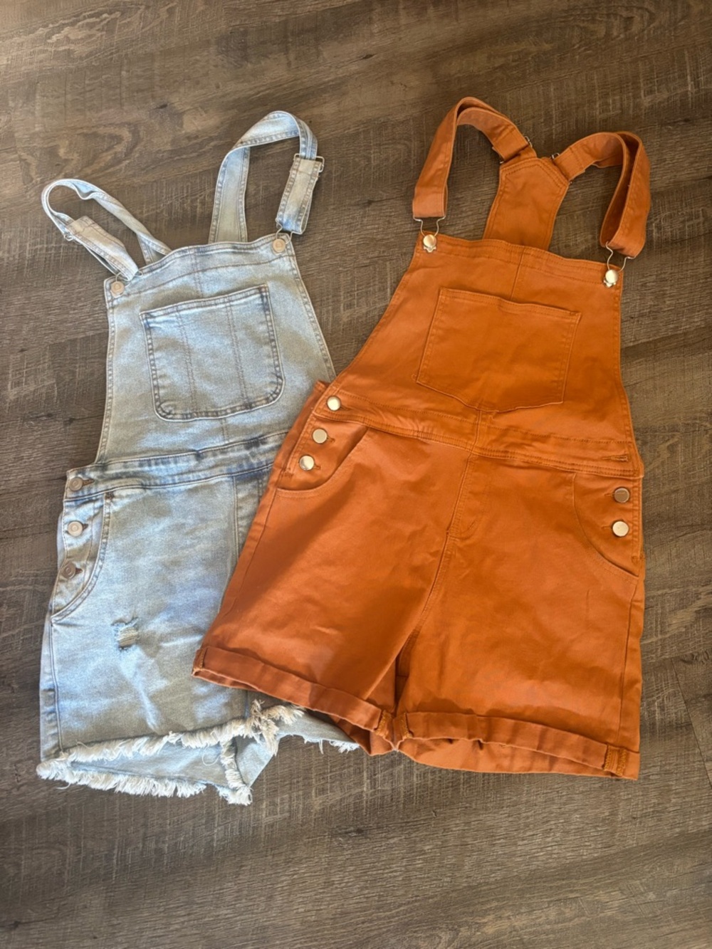 Rust Orange and Lighf Denim Wash Shortalls Overalls